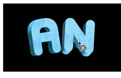 A blue marble ‘N’ is next to the ‘A’ and tilted to the right with the centerpoint of the track cube selected.